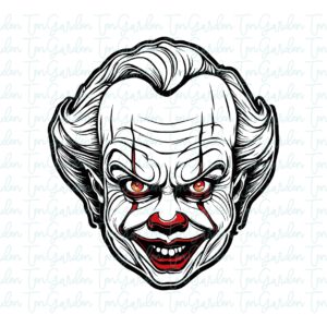 pennywise face illustration, horror movie, pennywise svg