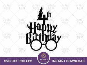 4th Birthday Harry Potter Cake Topper SVG File for Cricut File