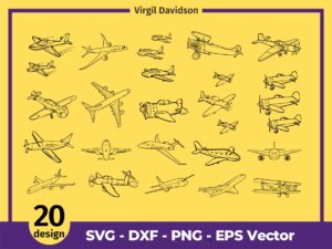 Airplane Outline Bundle, Airplane SVG Vector Clipart