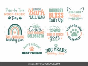 Birthday Dog Bandana SVG Bundle, PNG, EPS