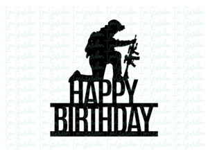 Cake topper army png svg, happy birthday army veteran PNG