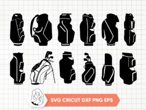 Golf Cart Bag SVG, Bag Silhouette, Sports, Golfing, Golf Bag Vector