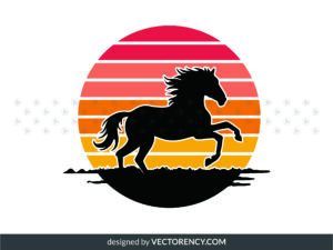 Horse Silhouette SVG, Vintage Design