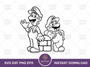Mario And Luigi Outline SVG EPS