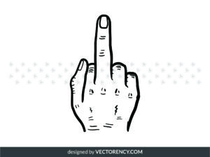 Middle Finger Clipart SVG, Outline Vector