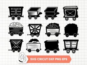 Mining Cart SVG Cricut Mining Cart Silhouette