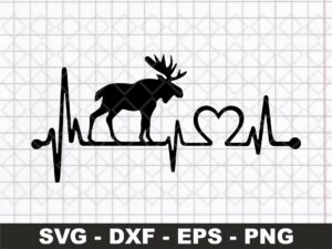 Moose Elk Heartbeat Lifeline SVG Cricut