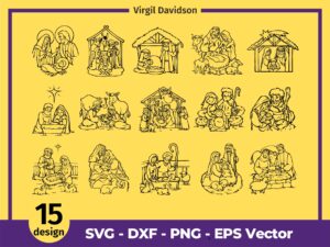 Nativity SVG, Jesus SVG Vector Outline HD