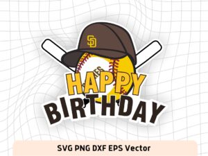 Padres Cake Topper PNG, Baseball Birthday SVG