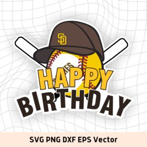 Padres Cake Topper PNG, Baseball Birthday SVG