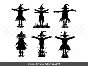 Scarecrows Silhouette SVG Bundle, Scarecrow Clipart Vector
