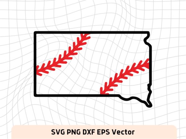 South Dakota Outline Baseball SVG