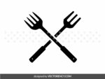 Crossed Grill Fork and Spatula Clipart, SVG