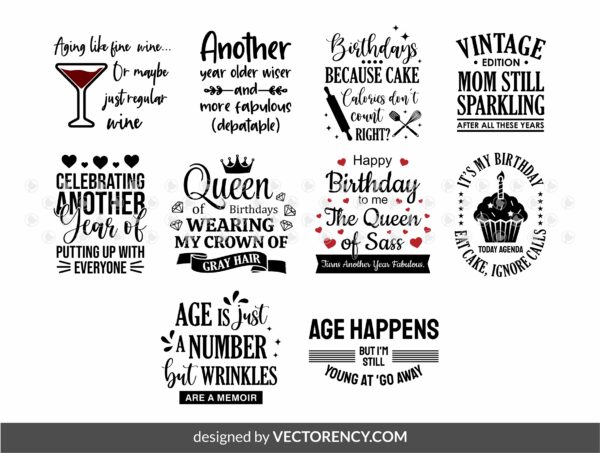 Funny Birthday Mom SVG, Sarcastic T-Shirt Design, Cricut, Vector