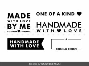 Handmade with love svg, handmade label, craft vector
