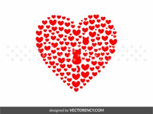 Love Heart Symbol Cat SVG Vector