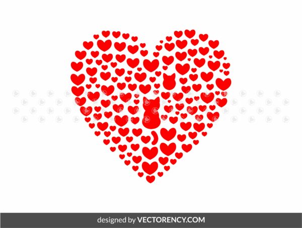Love Heart Symbol Cat SVG Vector