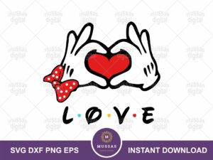 Love Valentine SVG, Hand Mouse Love PNG Vector