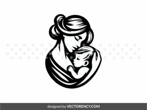 Mother with Her Baby Clipart, SVG, Vector