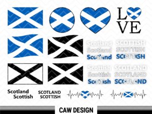 Scotland Flag Svg Bundle, Scottish Nation Country Cut File PNG