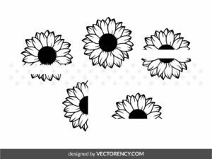 Sunflower SVG Black and White Design