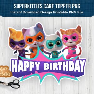 superkitties cake topper png, superkitties characters birthday printable