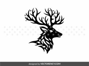 Deer Head DXF Stencil Cutting File, SVG, PNG