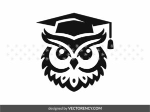 Owl head graduation hat vector