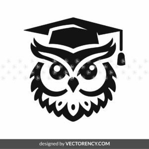 Owl head graduation hat vector