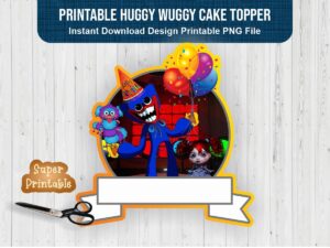 Printable Huggy Wuggy Cake Topper, Birthday Party for Kids, Huggy Wuggy Cake Decoration