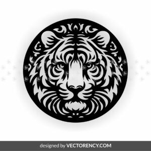 Tiger Head for Metal Cut Project, Stencil, SVG, Laser File DXF