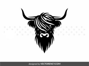highland cow stencil vector art