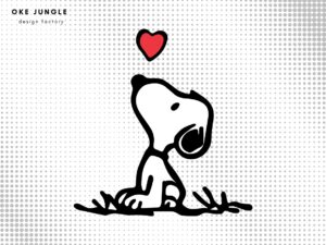 snoopy outline svg with love heart symbol