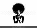 Black Woman Pray SVG, Afro Girl Praying PNG
