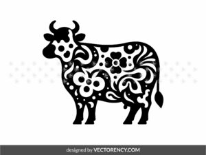 Cow Flower Black Vector