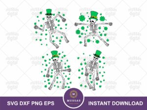 Dancing Skeleton St Patrick's PNG EPS SVG