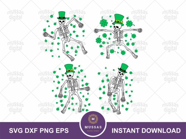Dancing Skeleton St Patrick's PNG EPS SVG