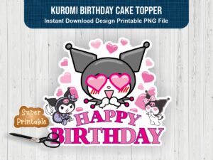 Kuromi Birthday Cake Topper Printable Download