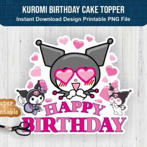 Kuromi Birthday Cake Topper Printable Download