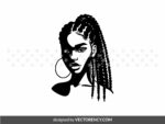 Melanin Woman Pigtail Braids Hairstyle SVG
