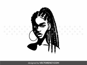 Melanin Woman Pigtail Braids Hairstyle SVG