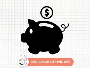 Piggy Bank SVG, Bank Silhouette, Money