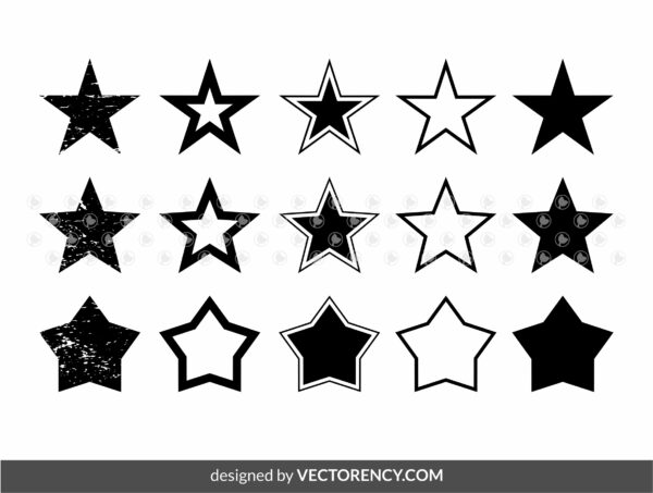 Sparkle, Classic Distressed Outline Star Svg