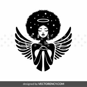 afro woman angel illustration vector svg