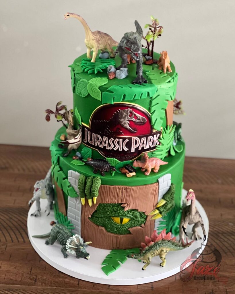 @jazikreations Photo by Custom Cakes and Sweet Treats on April 11 Vectorency Jurassic Park-Themed Birthday Cake Design Ideas and Tips