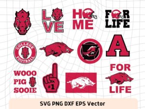 Arkansas Razorbacks Football SVG, Silhouette SVG, Cut Files, Logo NCAA SVG