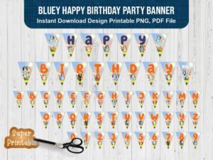Bluey Happy Birthday Party Banner Printable