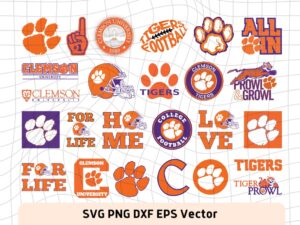 College Football Teams Clemson Tigers Logo Files Download (SVG, PNG, EPS, DXF)