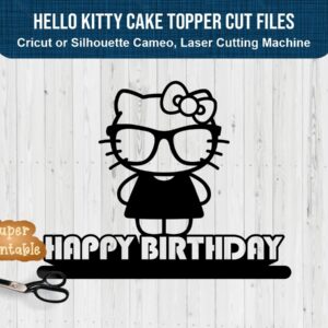 Hello Kitty Cake Topper Cut Files for Cricut or Silhouette Cameo, Laser Cutting Machine