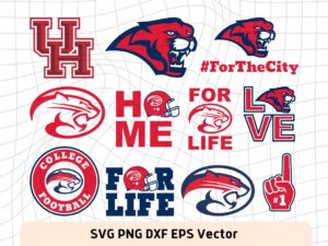 Houston Cougars Football Design Files Bundle (SVG, DXF, PNG, EPS)